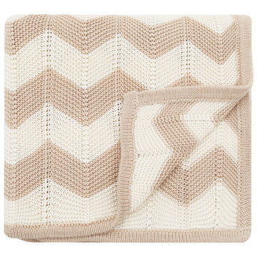Chevron knitted blanket - Rose/Cream