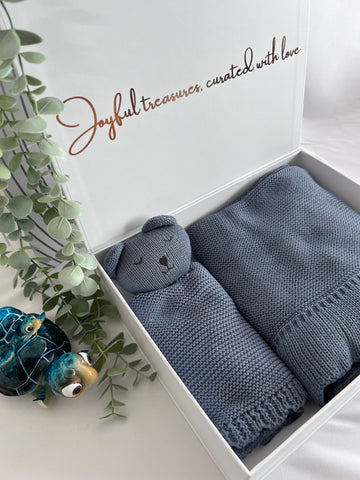 Blue Crochet Blanket with Comforter