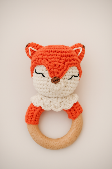 Willow the Fox wooden baby rattle