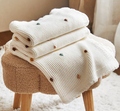 Baby white cotton knit blanket