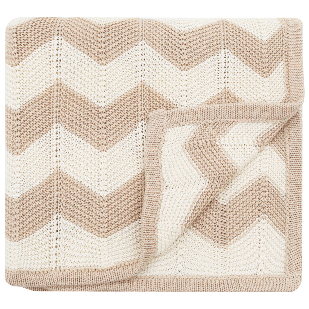 Chevron knitted blanket - Rose/Cream