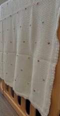 Baby white cotton knit blanket