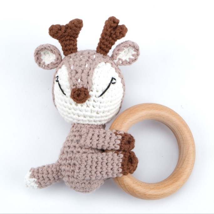 Rudi the Reindeer wooden baby rattle