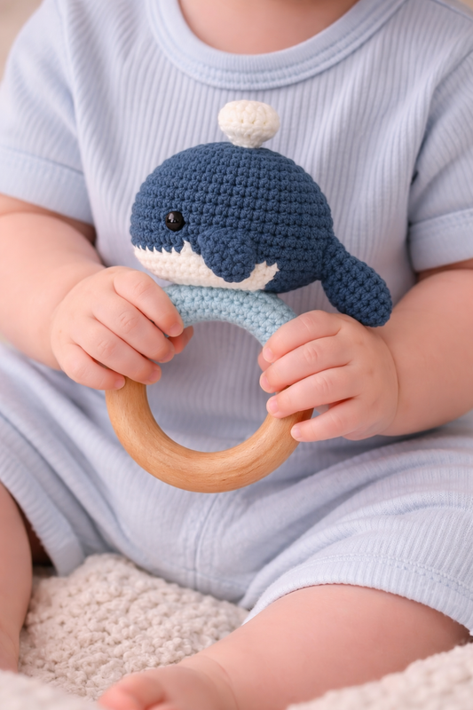 Blue Whale Baby Rattle