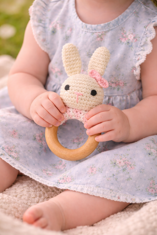 Whimsical Bunny Baby Rattle