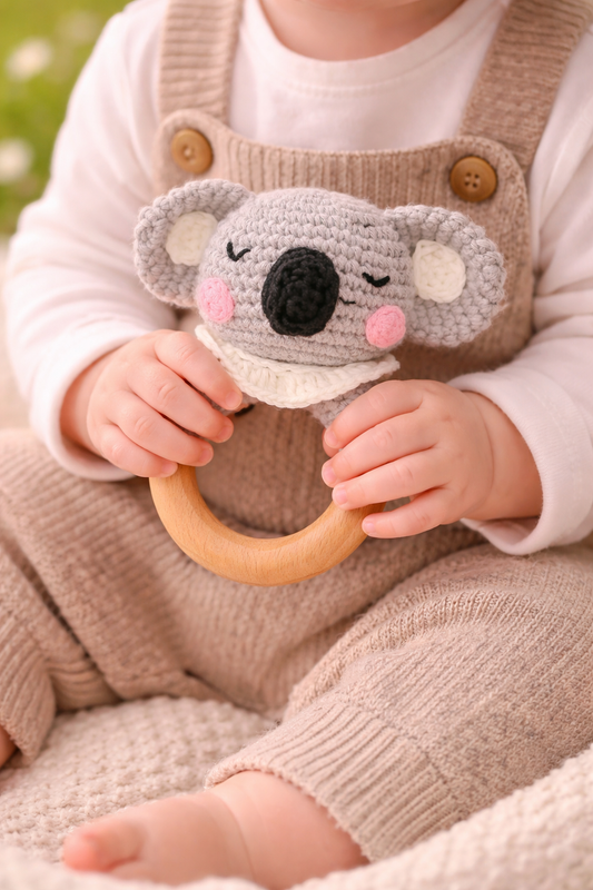Milo the Koala Wooden Baby Rattle
