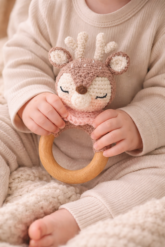 Vixen the Reindeer Wooden Baby Rattle