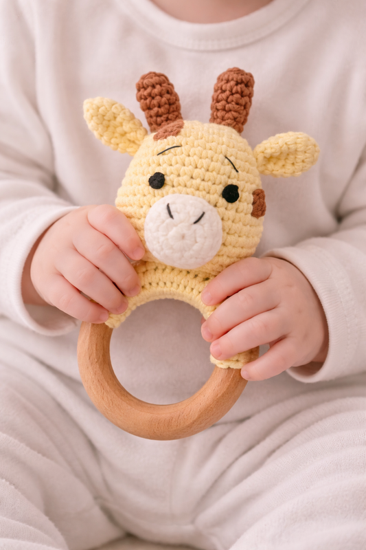 Geoffrey the Giraffe Wooden Baby Rattle