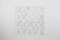 Cream baby swaddle blanket with delicate blue safari toile print