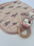 Lavender Melody Muslin Baby Burp Cloth - Tiny Yarns